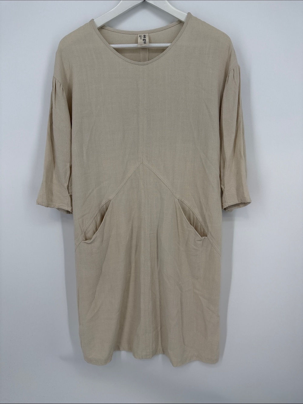 Eve Gravel Linen blend Beige Dress Size Small